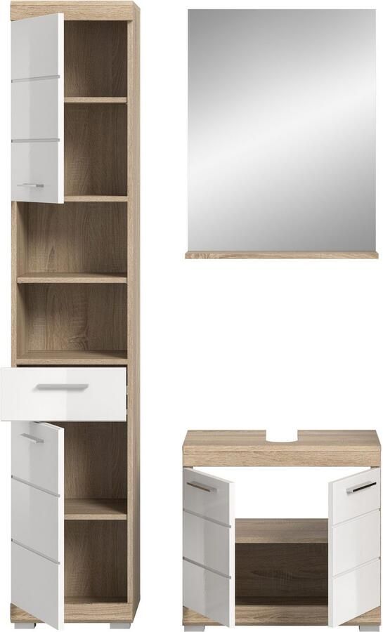 INOSIGN Badkamerserie Siena 3-delig bestaande uit: Hoge kast wastafelonderkast spiegel (set 3-delig) - Foto 8