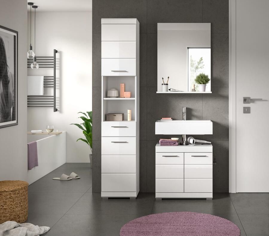 INOSIGN Badkamerserie Siena 3-delig bestaande uit: Hoge kast wastafelonderkast spiegel (set 3-delig)