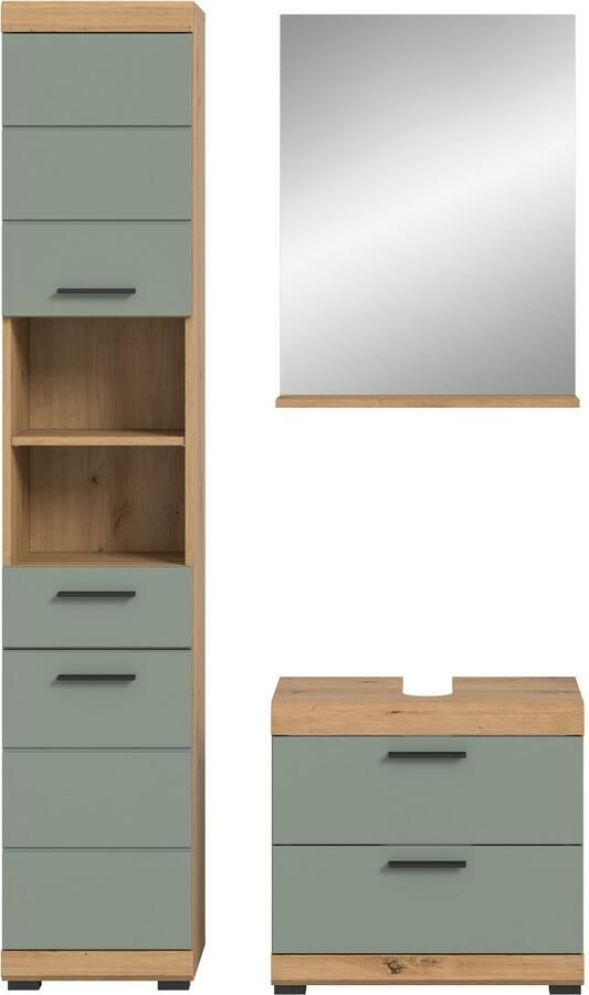 INOSIGN Badkamerserie Siena 3-delig bestaande uit: Hoge kast wastafelonderkast spiegel (set 3-delig) - Foto 8