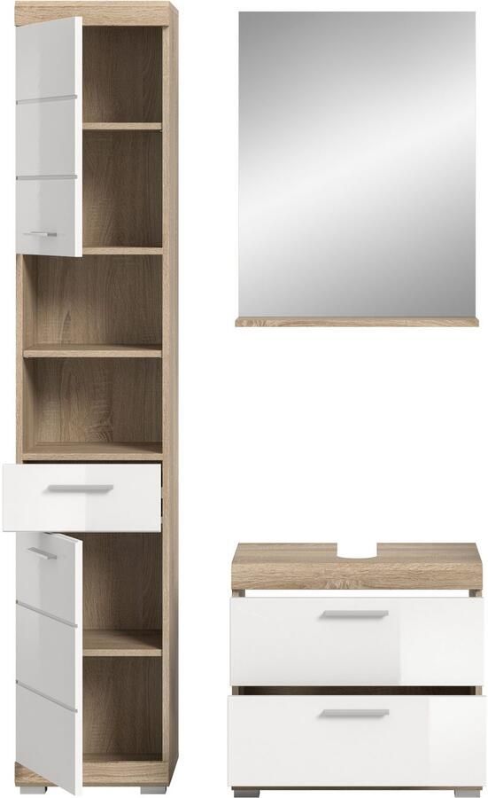 INOSIGN Badkamerserie Siena 3-delig bestaande uit: Hoge kast wastafelonderkast spiegel (set 3-delig) - Foto 7