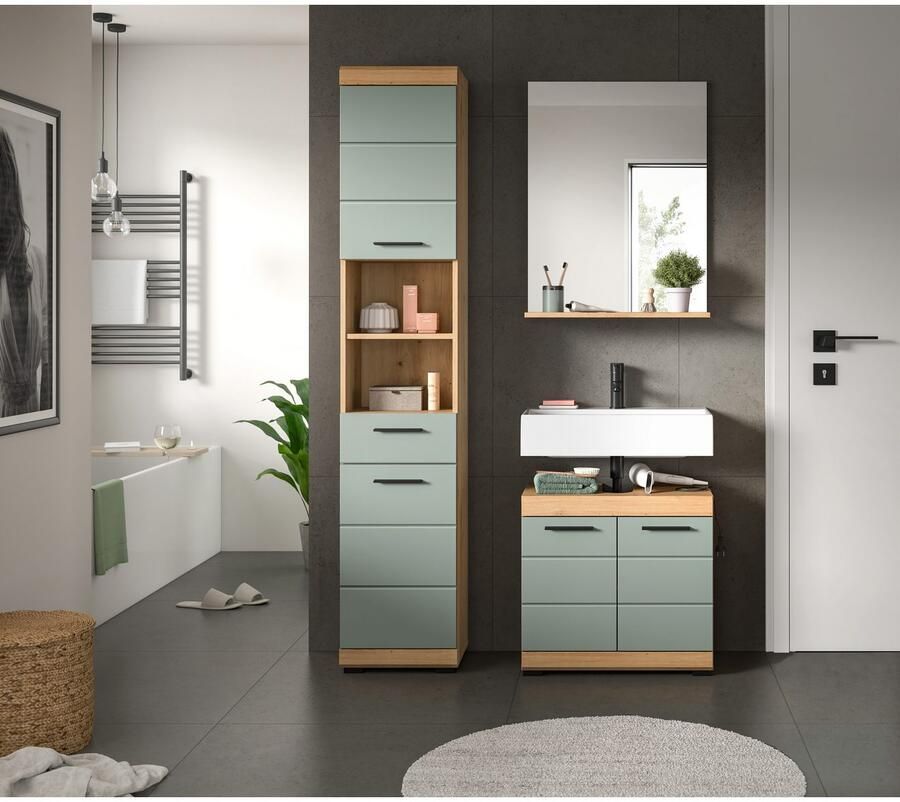 INOSIGN Badkamerserie Siena 3-delig bestaande uit: Hoge kast wastafelonderkast spiegel (set 3-delig)