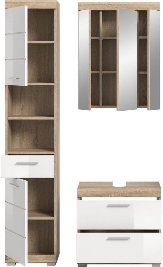 INOSIGN Badkamerserie Siena 3-delig bestaande uit: Hoge kast wastafelonderkast spiegelkast (set 3-delig) - Foto 7