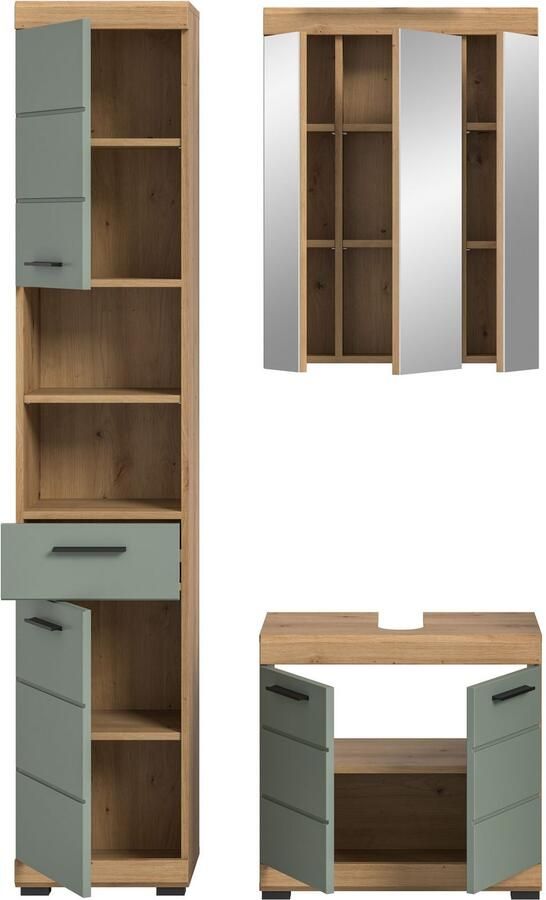 INOSIGN Badkamerserie Siena 3-delig bestaande uit: Hoge kast wastafelonderkast spiegelkast (set 3-delig) - Foto 7