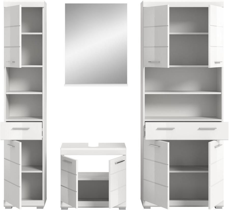 INOSIGN Badkamerserie Siena 4-delig bestaande uit: Hoge kast wastafelonderkast badkamer spiegel brede hoge kast (set 4-delig) - Foto 2