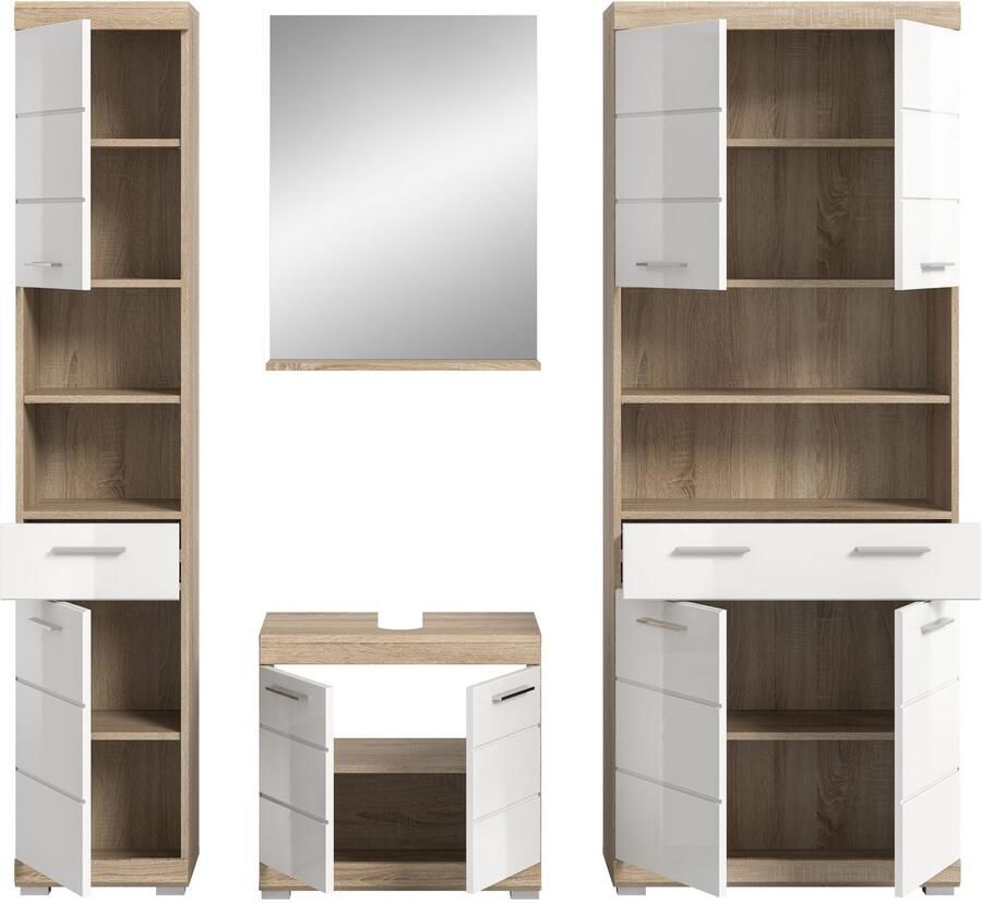 INOSIGN Badkamerserie Siena 4-delig bestaande uit: Hoge kast wastafelonderkast badkamer spiegel brede hoge kast (set 4-delig) - Foto 2