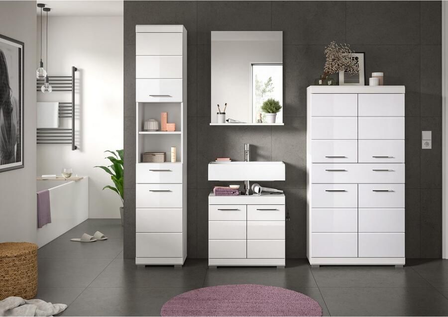 INOSIGN Badkamerserie Siena 4-delig bestaande uit: Hoge kast wastafelonderkast badkamer spiegel middenkast (set 4-delig) - Foto 5