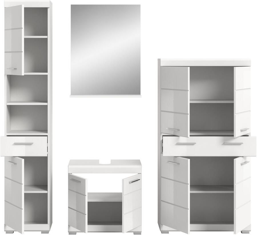 INOSIGN Badkamerserie Siena 4-delig bestaande uit: Hoge kast wastafelonderkast badkamer spiegel middenkast (set 4-delig) - Foto 2