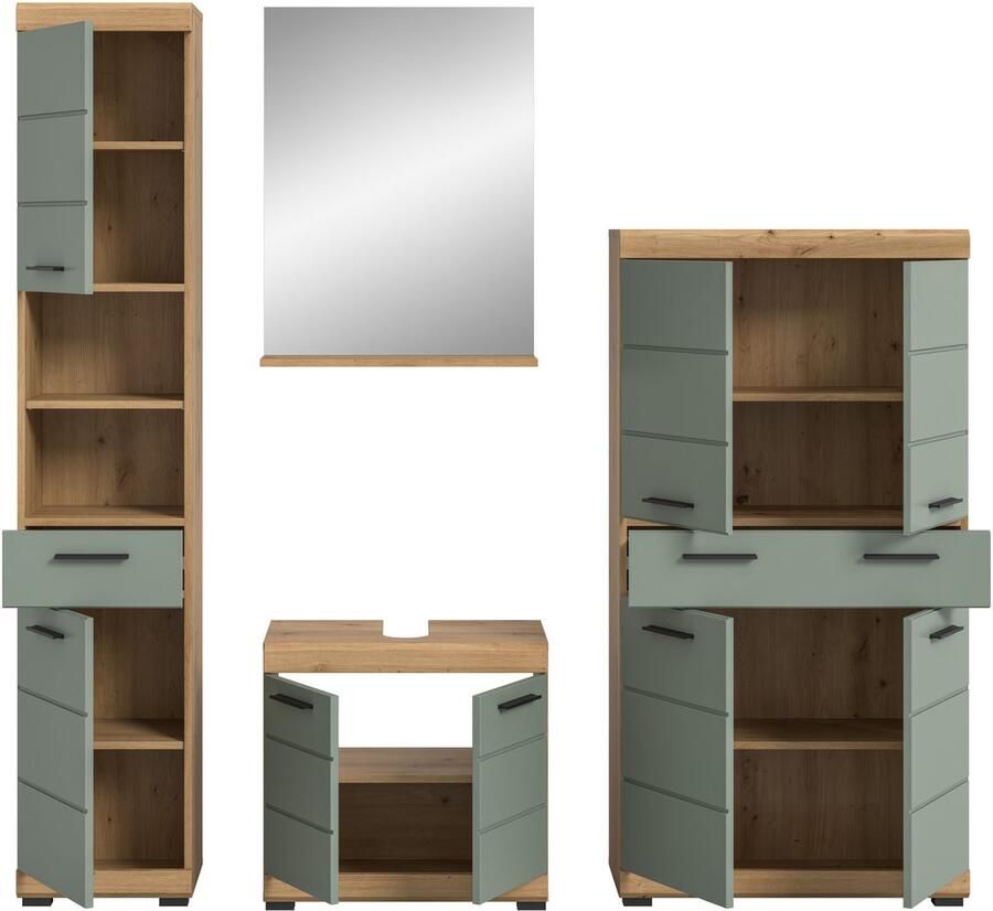 INOSIGN Badkamerserie Siena 4-delig bestaande uit: Hoge kast wastafelonderkast badkamer spiegel middenkast (set 4-delig) - Foto 3