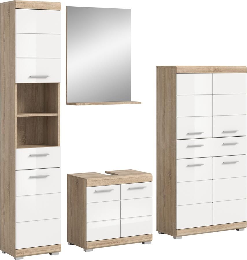 INOSIGN Badkamerserie Siena 4-delig bestaande uit: Hoge kast wastafelonderkast badkamer spiegel middenkast (set 4-delig) - Foto 8