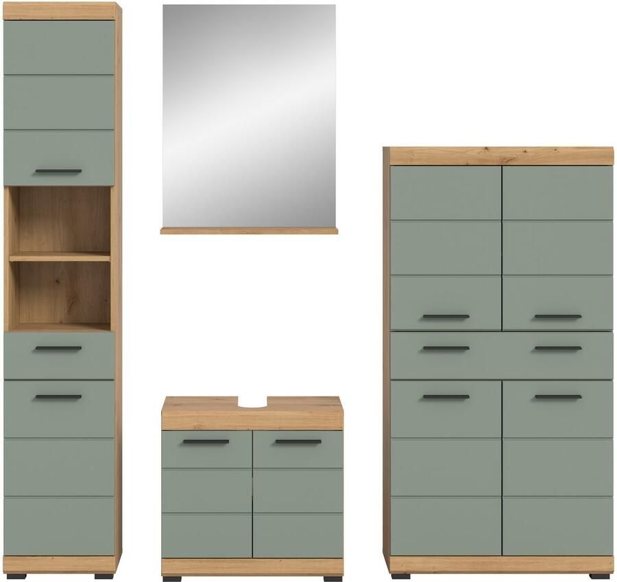 INOSIGN Badkamerserie Siena 4-delig bestaande uit: Hoge kast wastafelonderkast badkamer spiegel middenkast (set 4-delig) - Foto 2