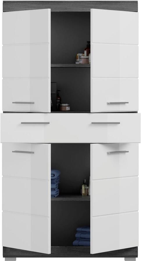 INOSIGN Halfhoge kast Siena breedte 74 cm 4 deuren 1 lade 4 vakken MDF-front in verschillende kleuren verkrijgbaar badkamermeubels badkamerkast kast badkamer - Foto 6