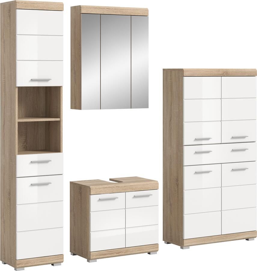 INOSIGN Badkamerserie Siena 4-delig bestaande uit: Hoge kast wastafelonderkast spiegelkast middenkast (set 4-delig) - Foto 9