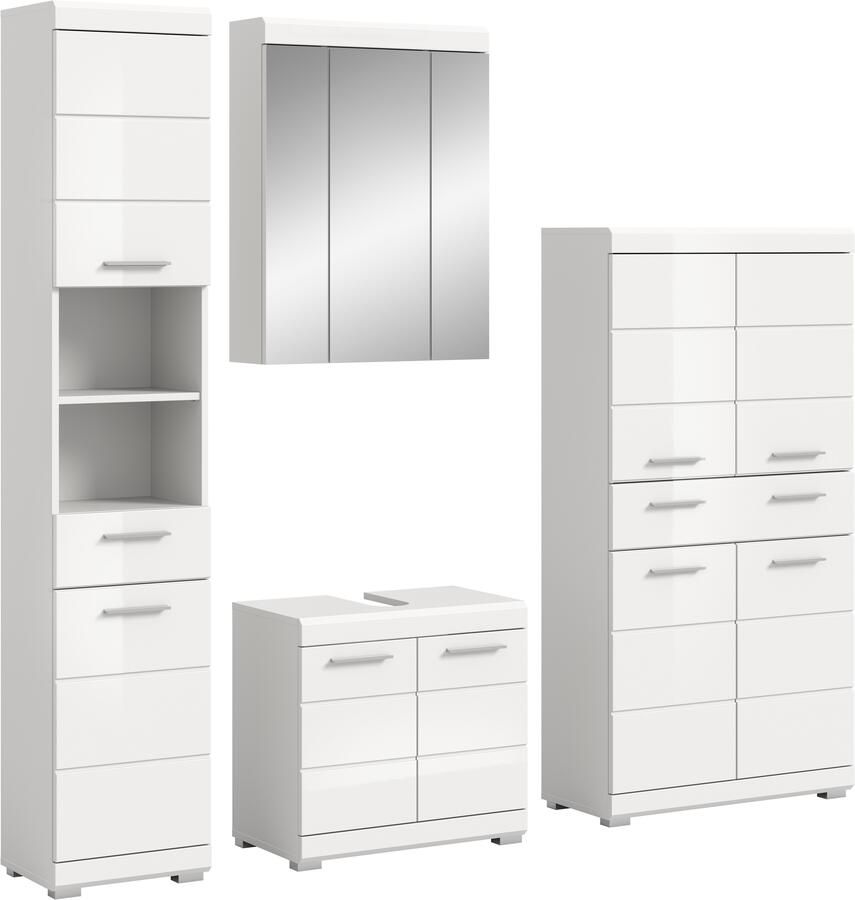 INOSIGN Badkamerserie Siena 4-delig bestaande uit: Hoge kast wastafelonderkast spiegelkast middenkast (set 4-delig) - Foto 9