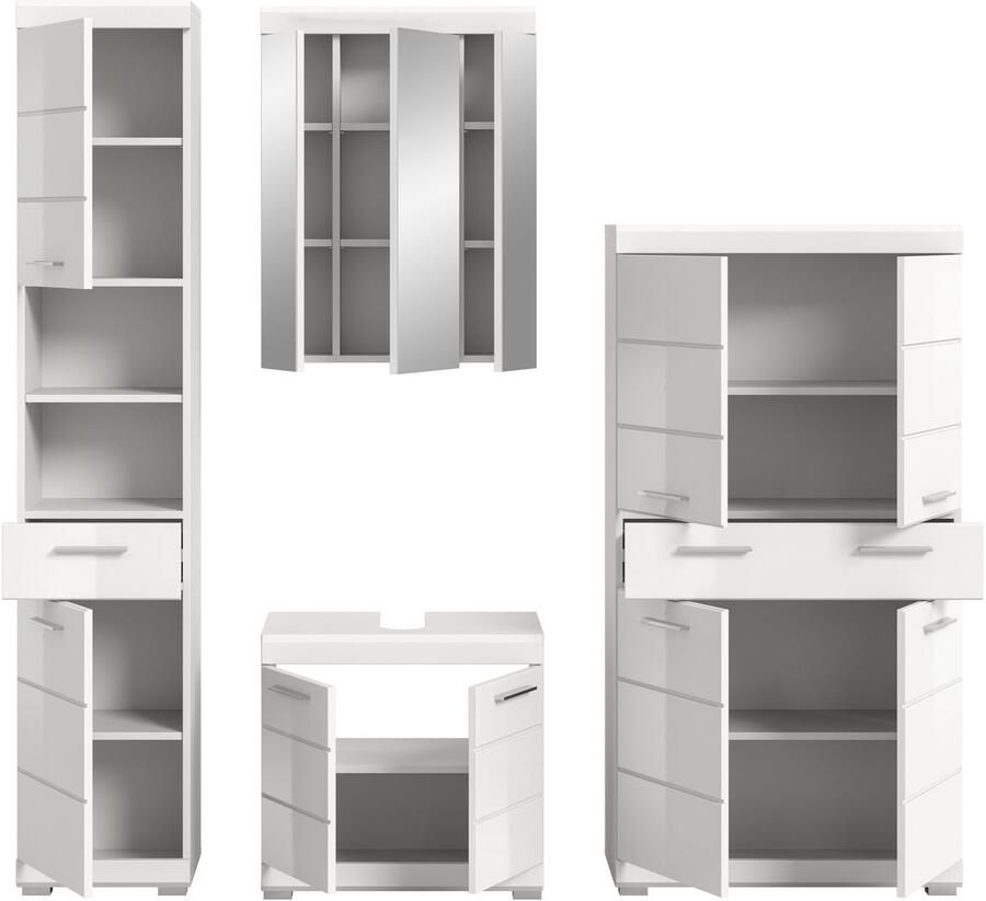 INOSIGN Badkamerserie Siena 4-delig bestaande uit: Hoge kast wastafelonderkast spiegelkast middenkast (set 4-delig) - Foto 2
