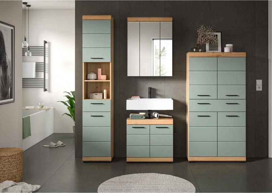 INOSIGN Badkamerserie Siena 4-delig bestaande uit: Hoge kast wastafelonderkast spiegelkast middenkast (set 4-delig) - Foto 4