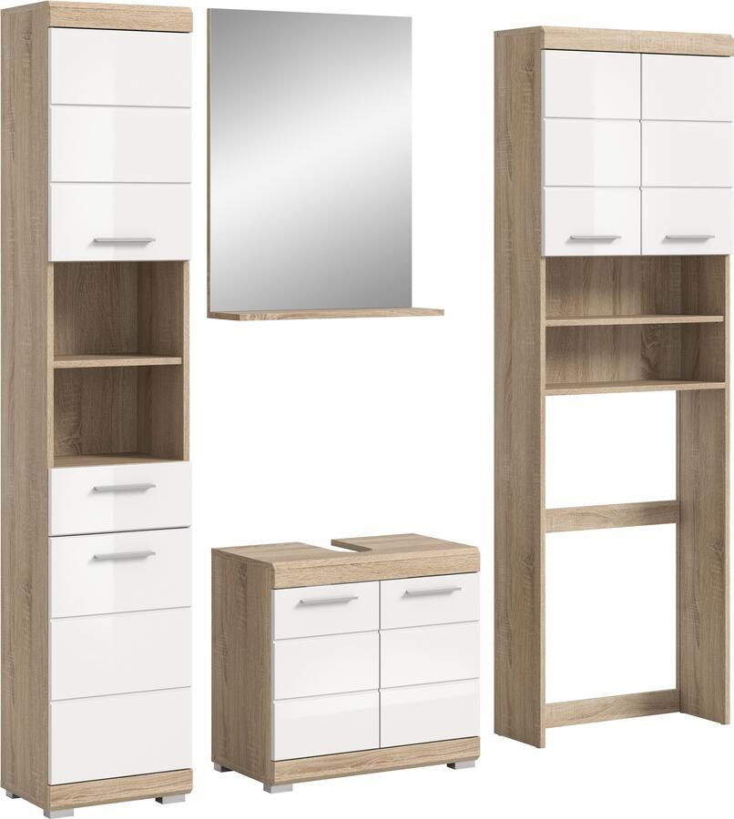 INOSIGN Badkamerserie Siena 4-delig bestaande uit: Hoge kast WBU badkamer spiegel wasmachine ombouwkast (set 4-delig) - Foto 8