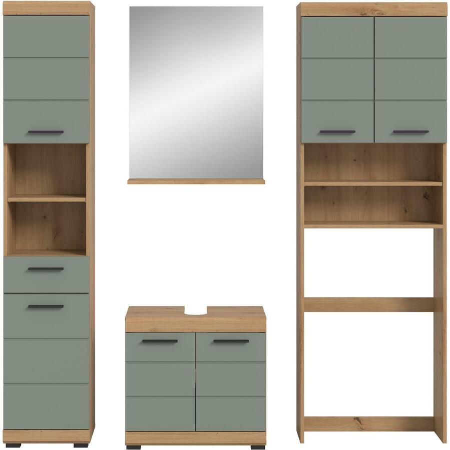 INOSIGN Badkamerserie Siena 4-delig bestaande uit: Hoge kast WBU badkamer spiegel wasmachine ombouwkast (set 4-delig)