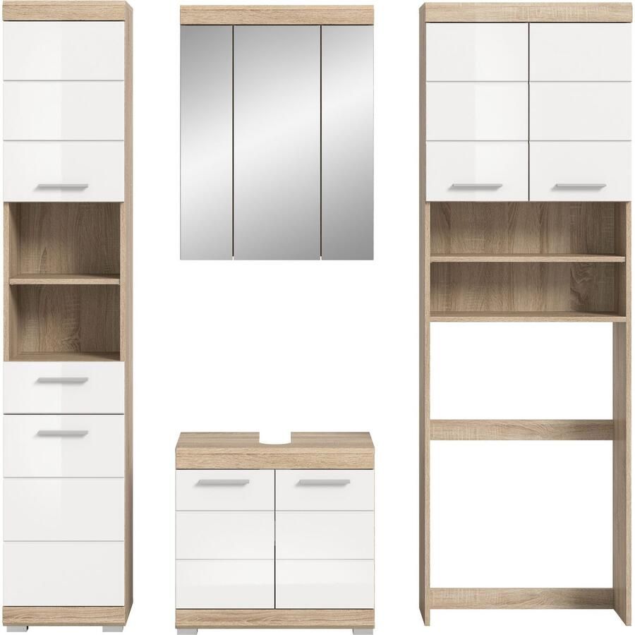 INOSIGN Badkamerserie Siena 4-delig bestaande uit: Hoge kast WBU spiegelkast wasmachine ombouwkast (set 4-delig)