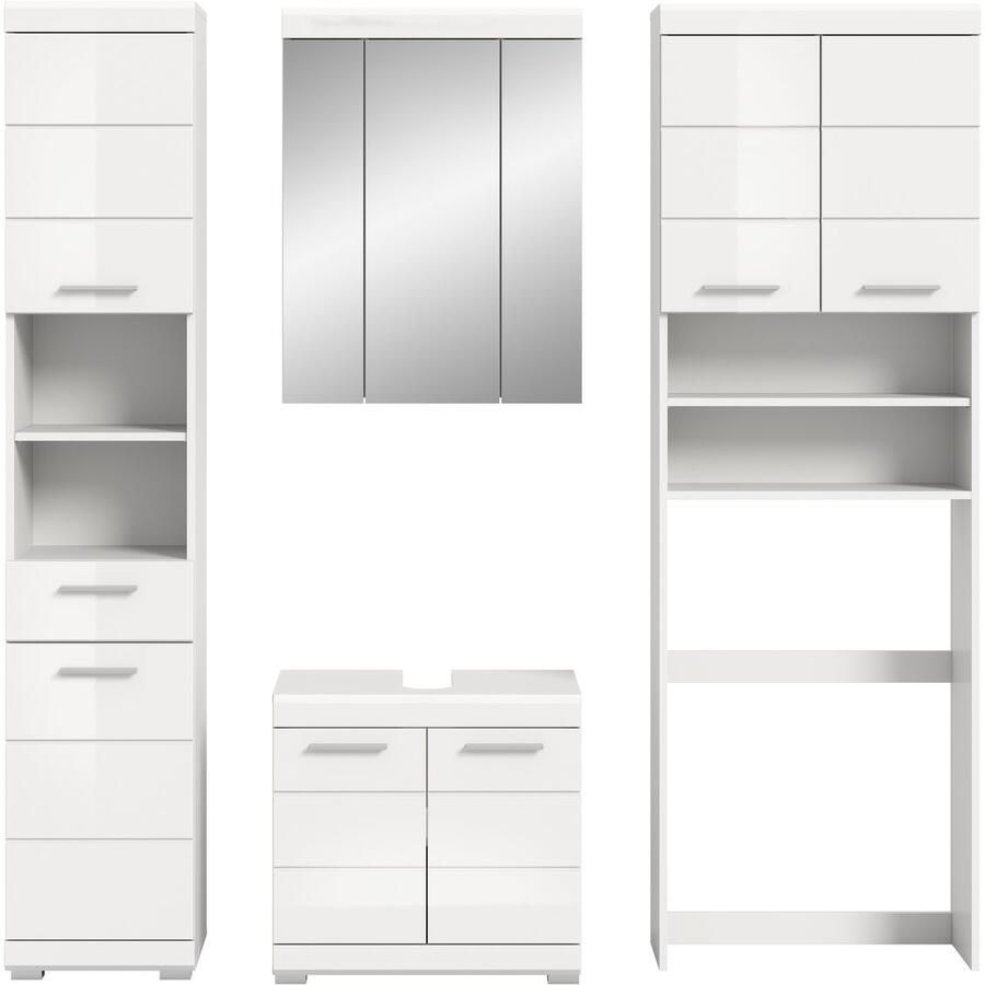 INOSIGN Badkamerserie Siena 4-delig bestaande uit: Hoge kast WBU spiegelkast wasmachine ombouwkast (set 4-delig)