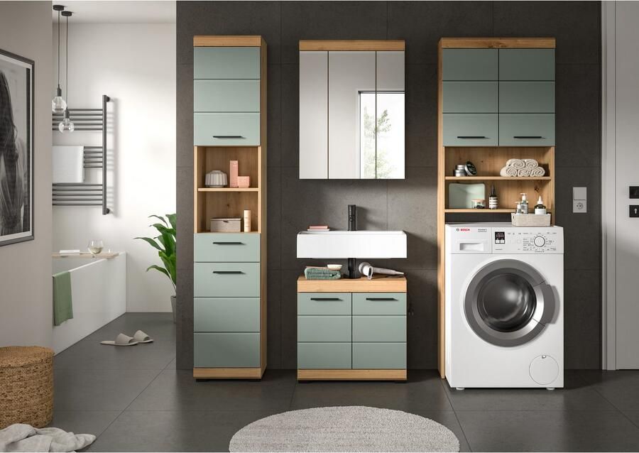 INOSIGN Badkamerserie Siena 4-delig bestaande uit: Hoge kast WBU spiegelkast wasmachine ombouwkast (set 4-delig) - Foto 4