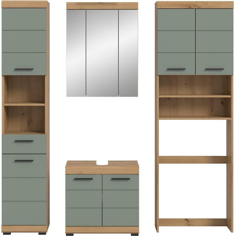 INOSIGN Badkamerserie Siena 4-delig bestaande uit: Hoge kast WBU spiegelkast wasmachine ombouwkast (set 4-delig)