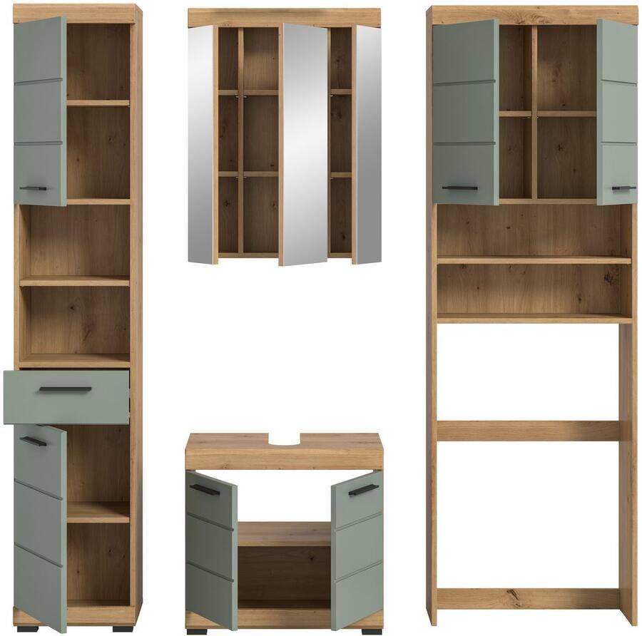 INOSIGN Badkamerserie Siena 4-delig bestaande uit: Hoge kast WBU spiegelkast wasmachine ombouwkast (set 4-delig) - Foto 2