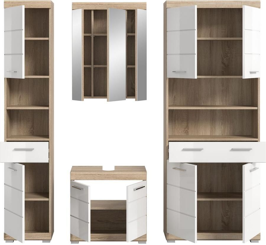 INOSIGN Badkamerserie Siena 4-delig bestaande uit: Smalle hoge kast WBU spiegelkast brede hoge kast (set 4-delig) - Foto 2