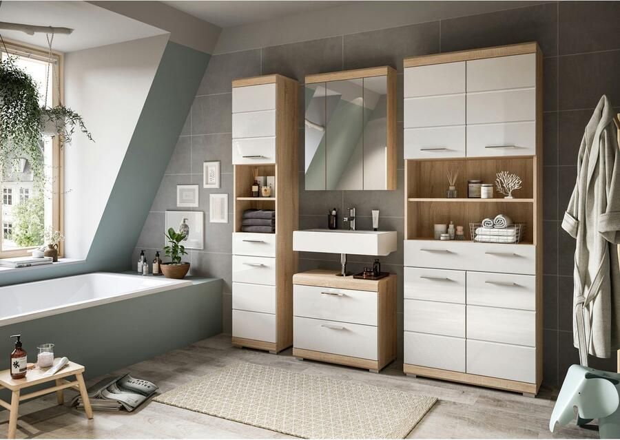 INOSIGN Badkamerserie Siena 4-delig bestaande uit: Smalle hoge kast WBU spiegelkast brede hoge kast (set 4-delig) - Foto 4