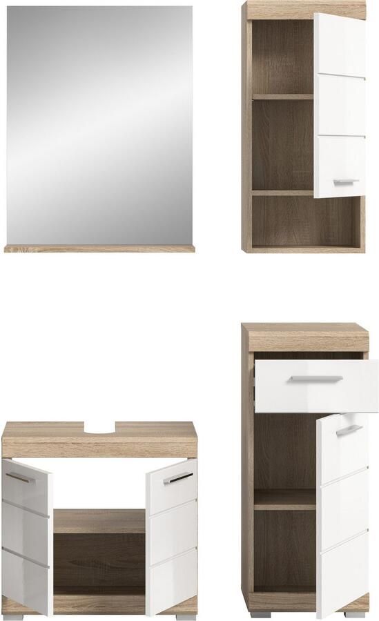 INOSIGN Badkamerserie Siena 4-delig bestaande uit: Wastafelonderkast spiegel onderkast hangkast (set 4-delig) - Foto 7