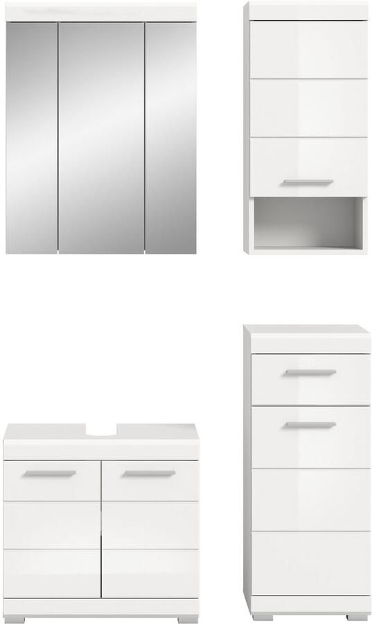 INOSIGN Badkamerserie Siena 4-delig bestaande uit: Wastafelonderkast Spiegelkast Onderkast Hankast (set 4-delig) - Foto 8