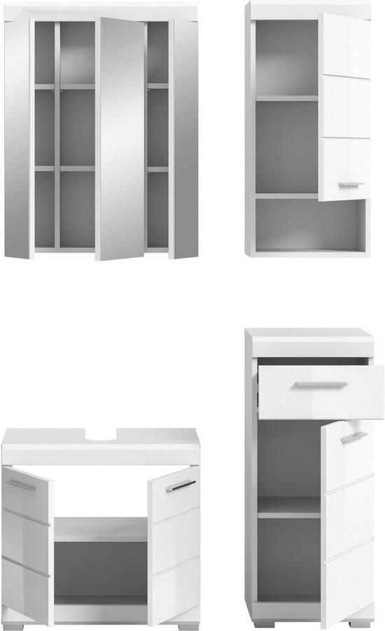 INOSIGN Badkamerserie Siena 4-delig bestaande uit: Wastafelonderkast Spiegelkast Onderkast Hankast (set 4-delig) - Foto 7