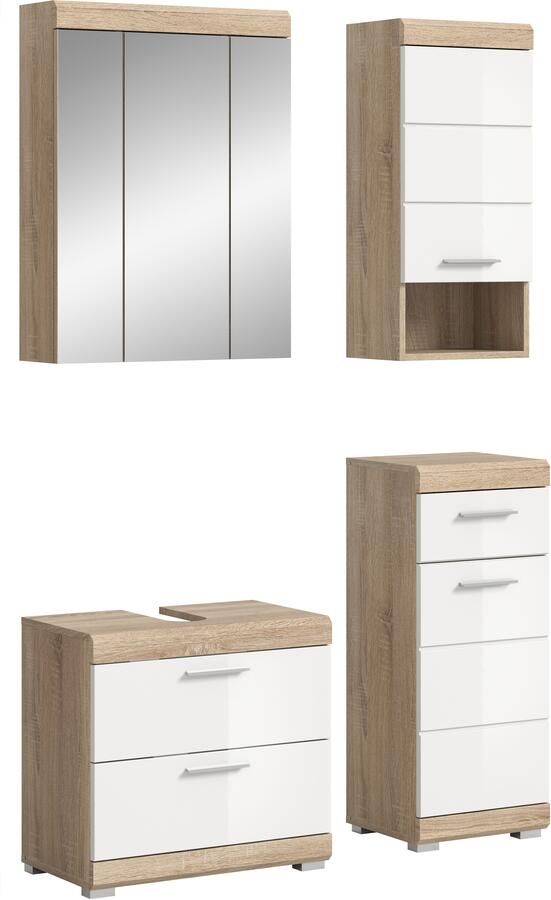 INOSIGN Badkamerserie Siena 4-delig bestaande uit: Wastafelonderkast Spiegelkast Onderkast Hankast (set 4-delig) - Foto 9