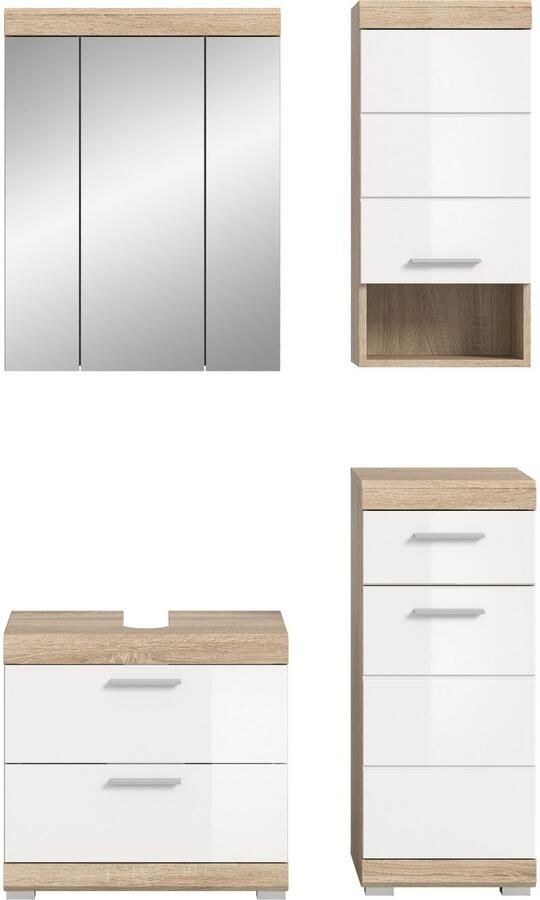 INOSIGN Badkamerserie Siena 4-delig bestaande uit: Wastafelonderkast Spiegelkast Onderkast Hankast (set 4-delig) - Foto 8