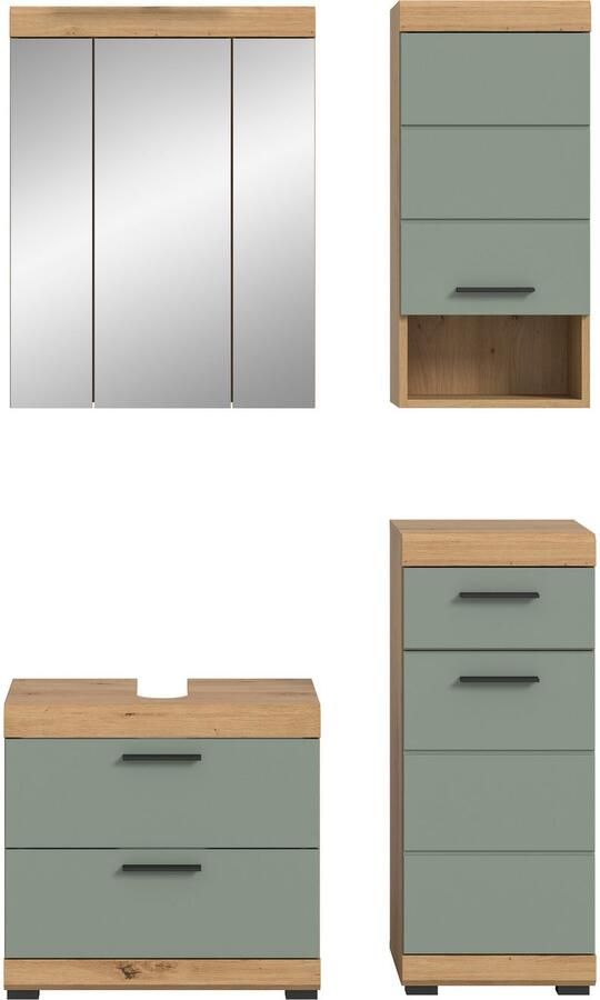 INOSIGN Badkamerserie Siena 4-delig bestaande uit: Wastafelonderkast Spiegelkast Onderkast Hankast (set 4-delig) - Foto 8
