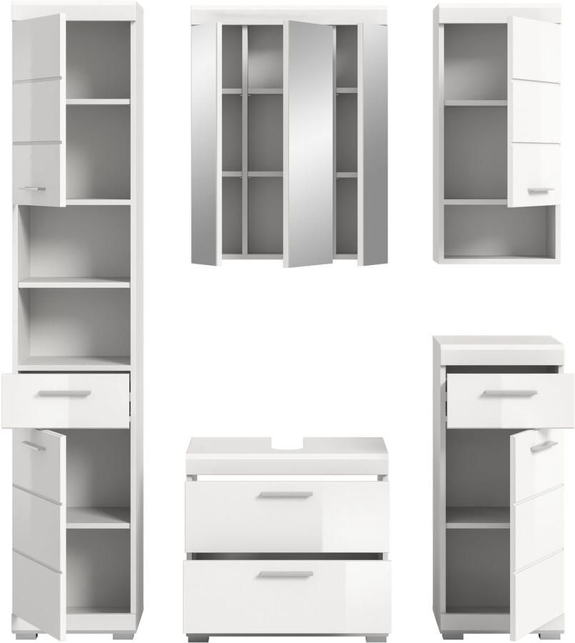 INOSIGN Badkamerserie Siena 5-delig bestaande uit: Hoge kast WBU spiegelkast onderkast hangkast (set 5-delig)