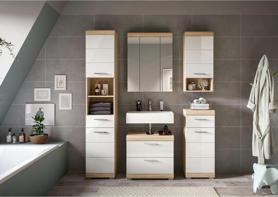 INOSIGN Badkamerserie Siena 5-delig bestaande uit: Hoge kast WBU spiegelkast onderkast hangkast (set 5-delig) - Foto 5