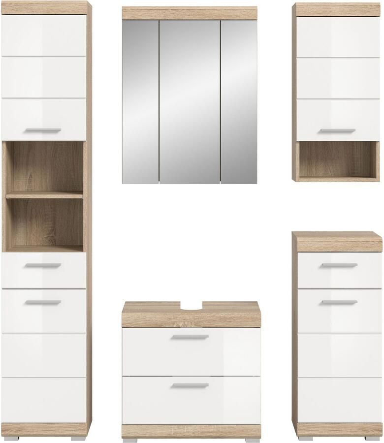 INOSIGN Badkamerserie Siena 5-delig bestaande uit: Hoge kast WBU spiegelkast onderkast hangkast (set 5-delig) - Foto 2