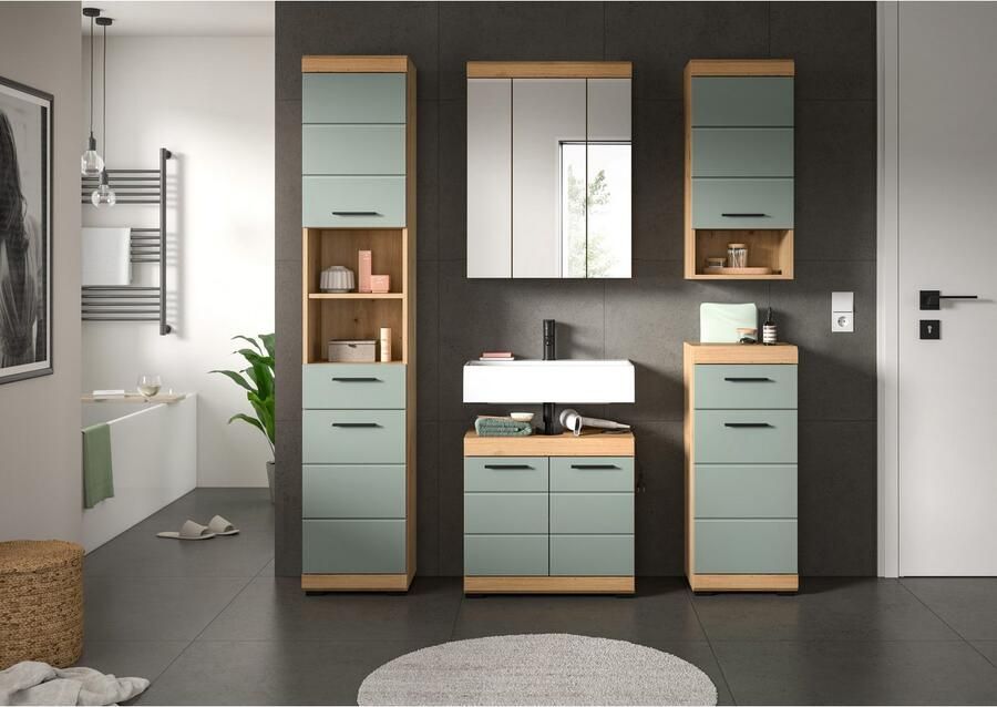 INOSIGN Badkamerserie Siena 5-delig bestaande uit: Hoge kast WBU spiegelkast onderkast hangkast (set 5 stuks) - Foto 4