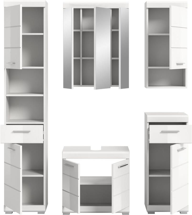 INOSIGN Badkamerserie Siena 5-delig bestaande uit: Hoge kast WBU spiegelkast onderkast hangkast (set 5 stuks)