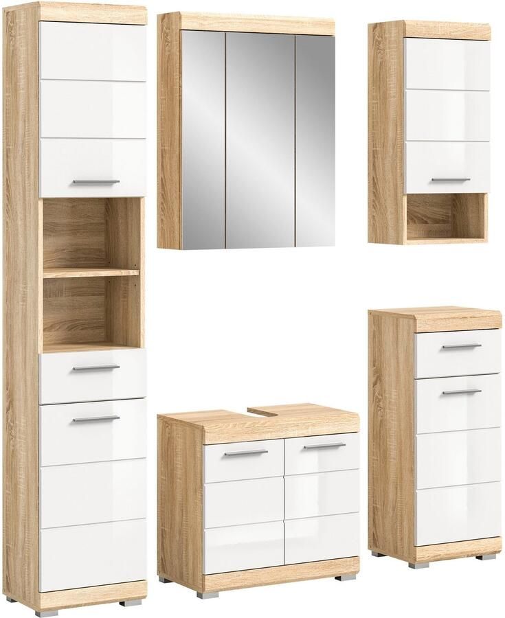 INOSIGN Badkamerserie Siena 5-delig bestaande uit: Hoge kast WBU spiegelkast onderkast hangkast (set 5 stuks) - Foto 4