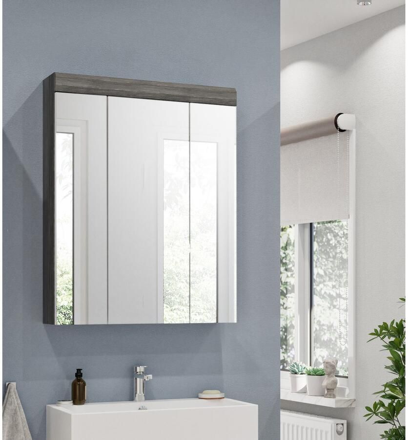 INOSIGN Badkamerspiegelkast Siena breedte 60 cm 3 spiegelt deuren 9 vakken 6 legplanken in verschillende kleuren verkrijgbaar badkamermeubels spiegel badkamerkast badkamer