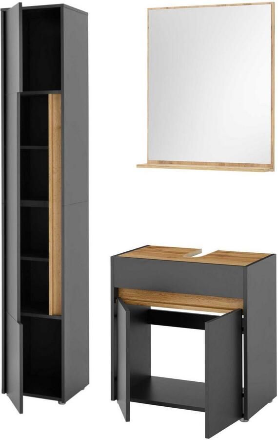 INOSIGN Badmeubelset CITY GIRON badkamer in tijdloos ontwerp 3-delige badkamer Badkasten en spiegels in twee kleuren beschikbaar veel opbergruimte (set 3 stuks) - Foto 8