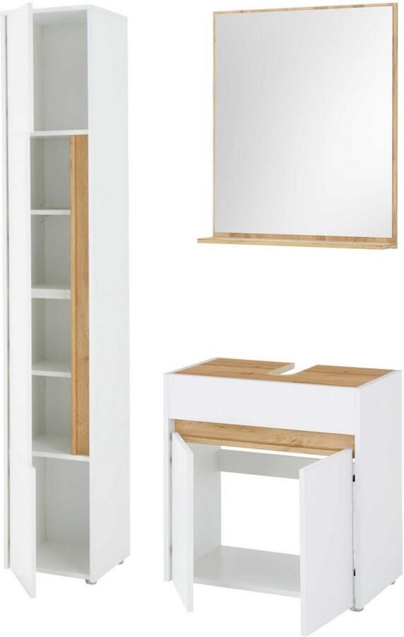 INOSIGN Badmeubelset CITY GIRON badkamer in tijdloos ontwerp 3-delige badkamer Badkasten en spiegels in twee kleuren beschikbaar veel opbergruimte (set 3 stuks) - Foto 7