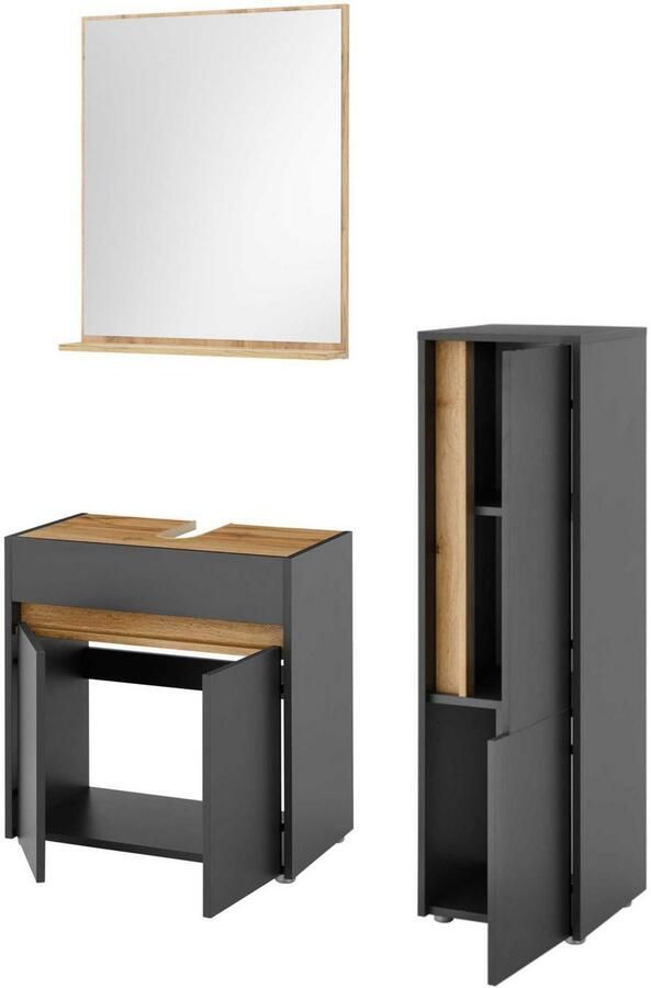 INOSIGN Badmeubelset CITY GIRON badkamer in tijdloos ontwerp 3-delige badkamer Badkasten en spiegels in twee kleuren beschikbaar veel opbergruimte (set 3 stuks) - Foto 9