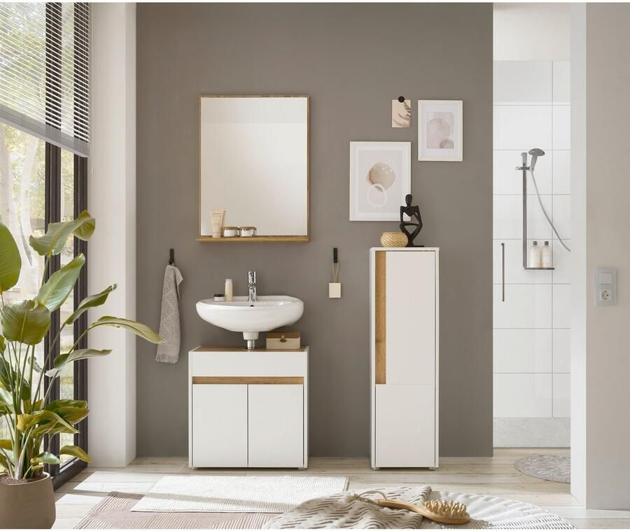 INOSIGN Badmeubelset CITY GIRON badkamer in tijdloos ontwerp 3-delige badkamer Badkasten en spiegels in twee kleuren beschikbaar veel opbergruimte (set 3 stuks)