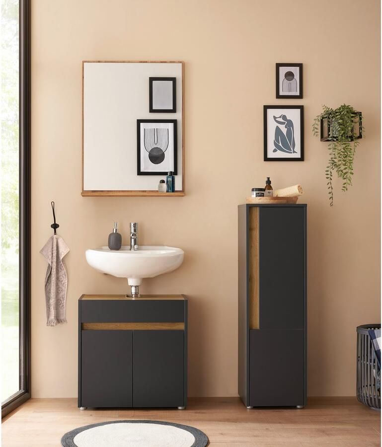 INOSIGN Badmeubelset CITY GIRON badkamer in tijdloos ontwerp 3-delige badkamer Badkasten en spiegels in twee kleuren beschikbaar veel opbergruimte (set 3 stuks) - Foto 2