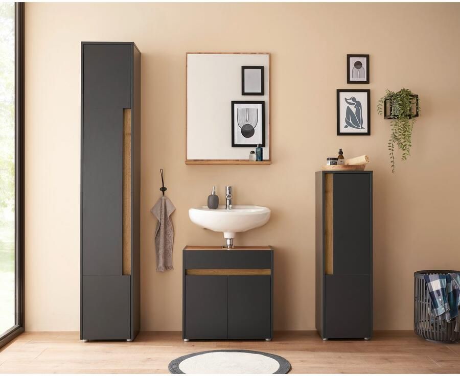 INOSIGN Badmeubelset CITY GIRON badkamer in tijdloos ontwerp 4-delige badkamer Badkasten en spiegels in twee kleuren beschikbaar veel opbergruimte (set 4 stuks) - Foto 2