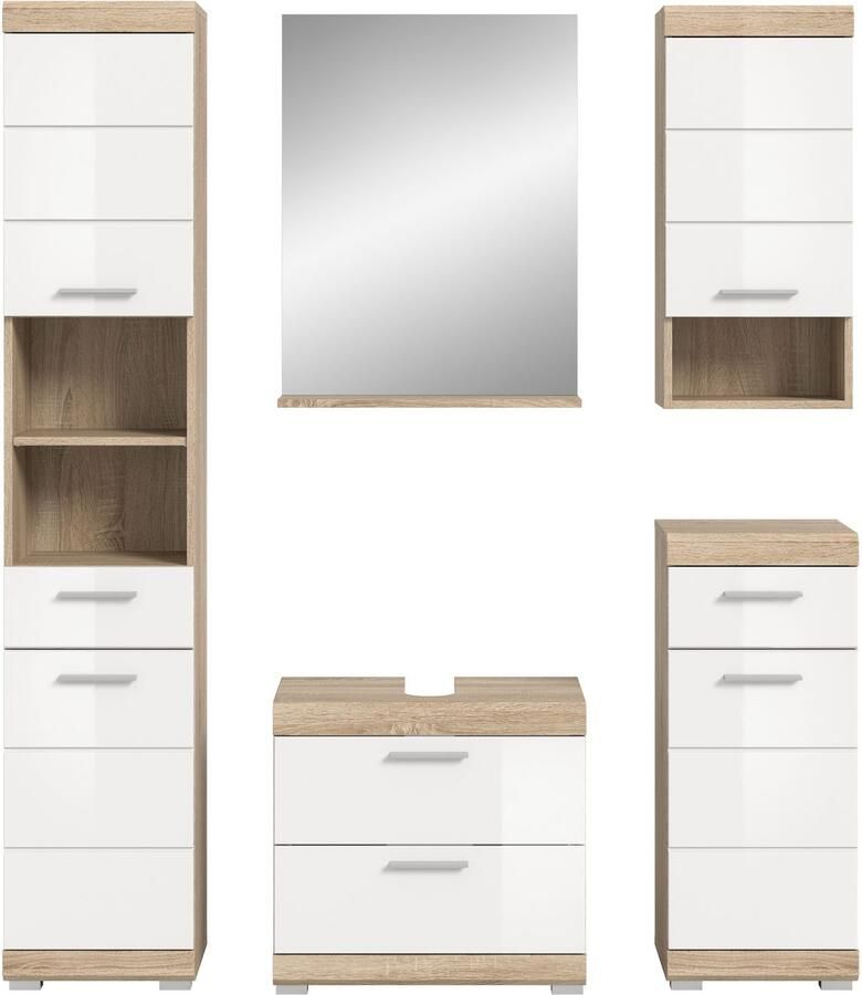 INOSIGN Badmeubelset Siena 5-delig bestaande uit: Hoge kast WBU spiegel onderkast hangkast (set 5 stuks) - Foto 2