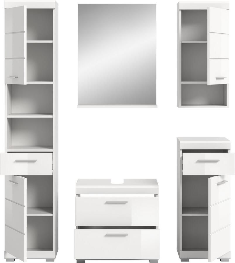 INOSIGN Badmeubelset Siena 5-delig bestaande uit: Hoge kast WBU spiegel onderkast hangkast (set 5 stuks)