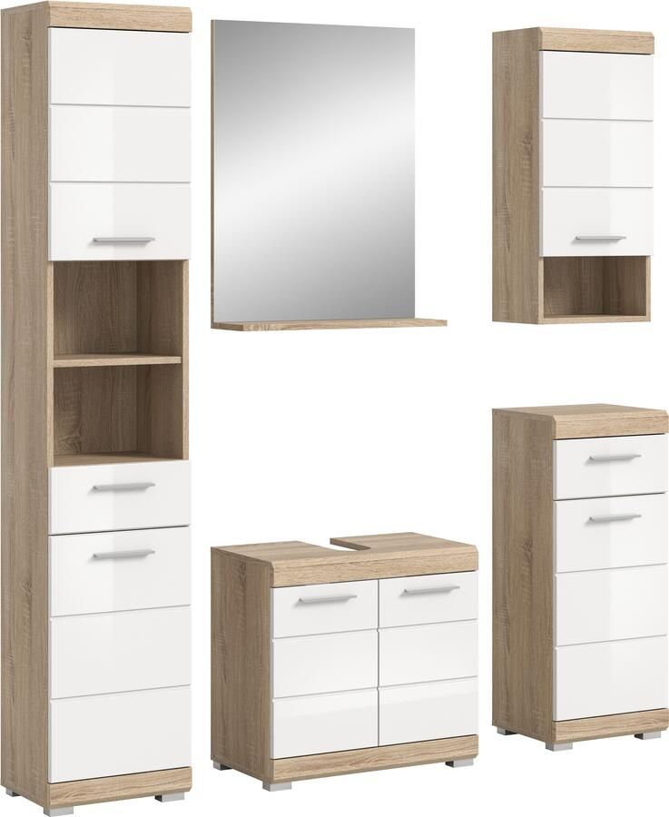 INOSIGN Badmeubelset Siena 5-delig bestaande uit: Hoge kast WBU spiegel onderkast hangkast (set 5 stuks) - Foto 9